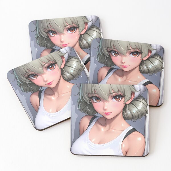 Artikelvorschau, Anchovy Girls und Panzer Game Girl Twin Bun Duschszene Weißer Tank entworfen und verkauft von juniorcastros.