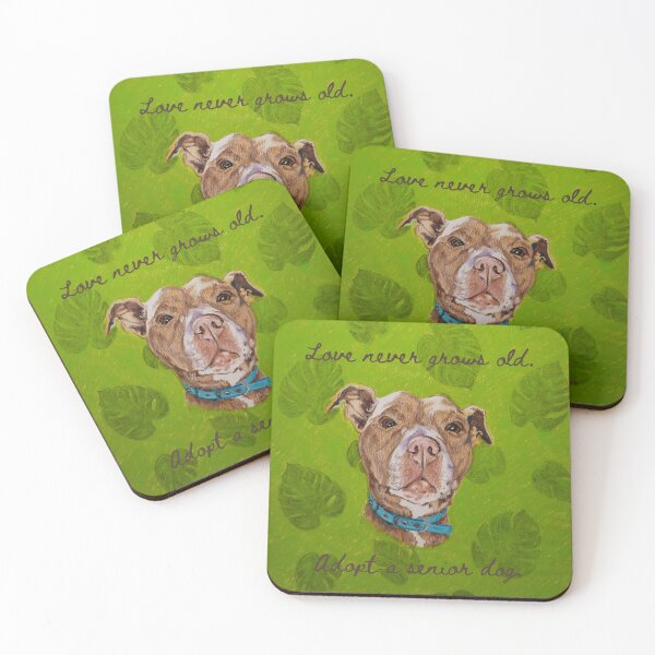 Item preview, Adopt A Senior Dog. (Pit Bull with Palm Leaves) designed and sold by scribblesbyelr.