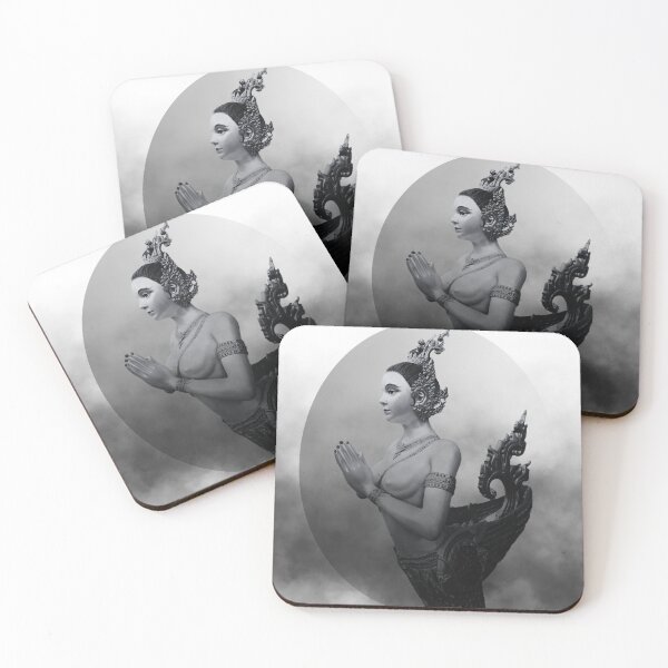 Item preview, Smoky Thailand Kinnaree in B&W over Grey Background  designed and sold by Linklandiya.