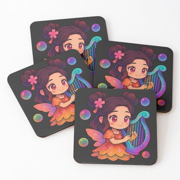 Item preview, Bubble Pop Harp Girl – Kawaii Nezuko Inspired Chibi Anime Art designed and sold by ColorSplash123.