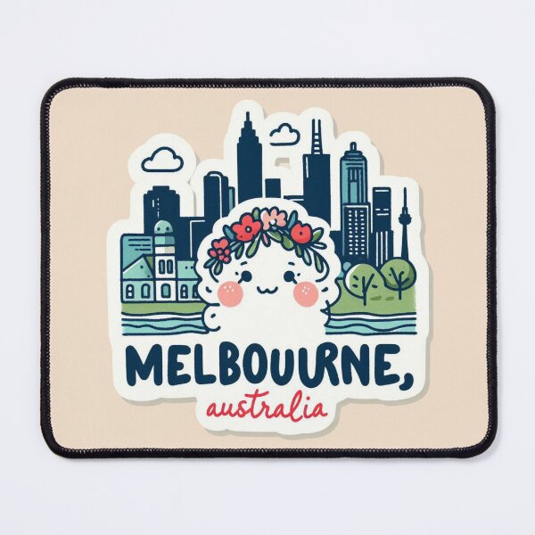 Item preview, Melbourne Australia Minimalist Watercolor Cityscape Sticker with Flag, designed and sold by PaintMeWorld.