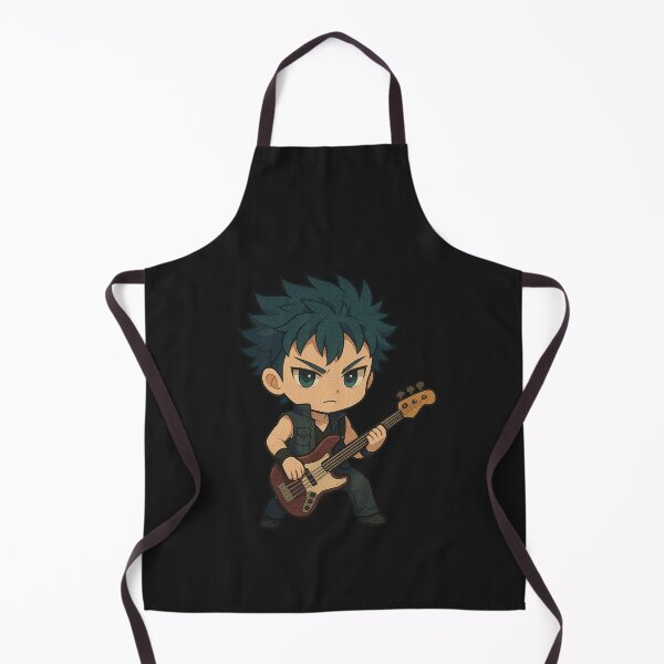 Item preview, Chibi Rock Band Leader – Sanemi-Inspired Character with Teal Punk Hair & Bass Guitar designed and sold by ColorSplash123.