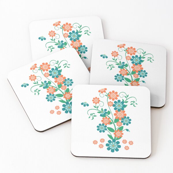 Item preview, Teal and Peach Floral Garden Motif designed and sold by Sharon Schwalbe.