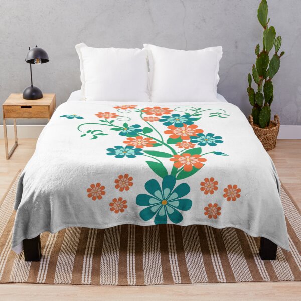 Item preview, Teal and Peach Floral Garden Motif designed and sold by Sharon Schwalbe.