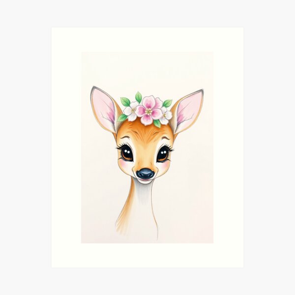 Item preview, Baby Fawn with Flower Crown – Soft Woodland Nursery designed and sold by Planthem.