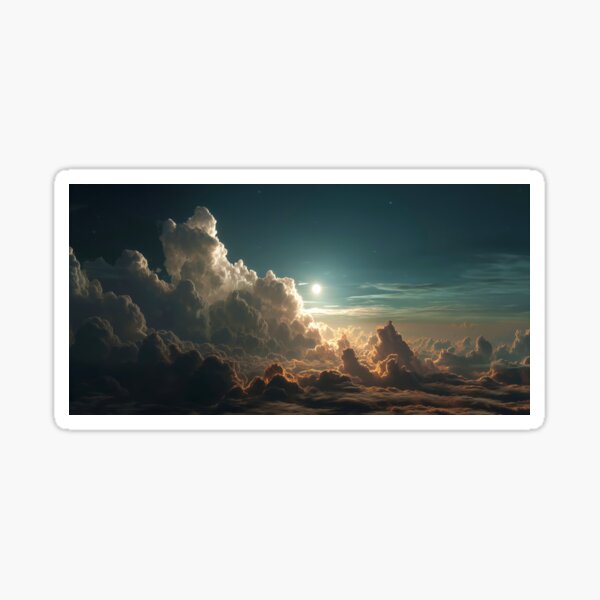 Celestial Glow: Dramatic Night Cloudscape Sticker