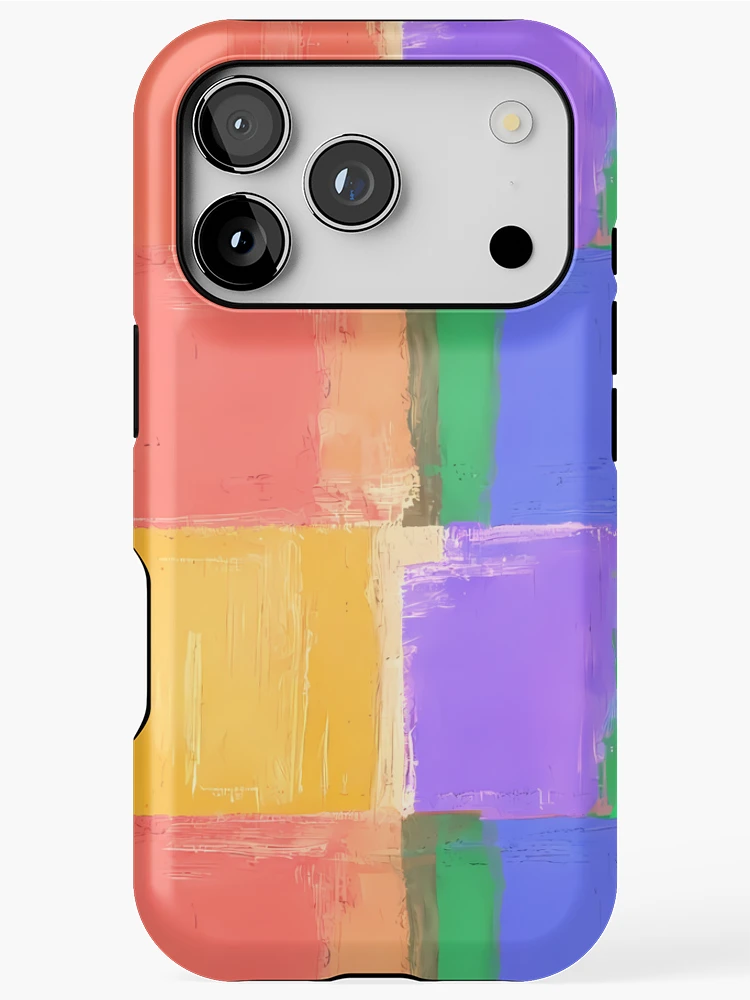 Thumbnail 1 of 4, iPhone Case, Vibrant Abstract Grid – Hand-Painted Color Block Pattern designed and sold by UniqueDesign751.
