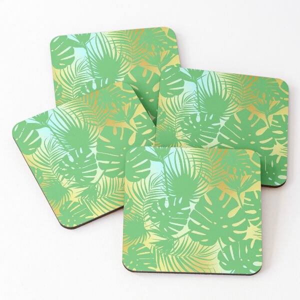Item preview, Iridescent Palm Leaves Pattern On Aqua-Gold-Hues designed and sold by DEC02.