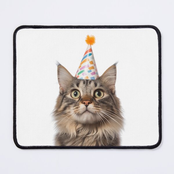 Item preview, Cute American Bobtail Cat with Party Hat Birthday Celebration designed and sold by LazyOwlStore.