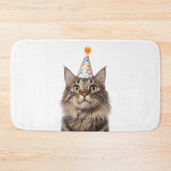 Item preview, Cute American Bobtail Cat with Party Hat Birthday Celebration designed and sold by LazyOwlStore.