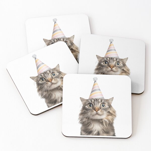 Item preview, Cute American Curl Cat with Party Hat Birthday Celebration designed and sold by LazyOwlStore.