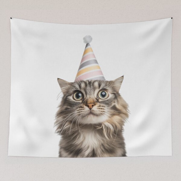Item preview, Cute American Curl Cat with Party Hat Birthday Celebration designed and sold by LazyOwlStore.