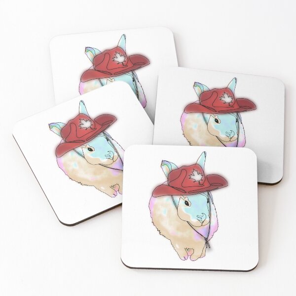 Item preview, Rainbow Bunny in Canadian Cowboy Hat – animalsinhats designed and sold by Ashley’sAnimalz.