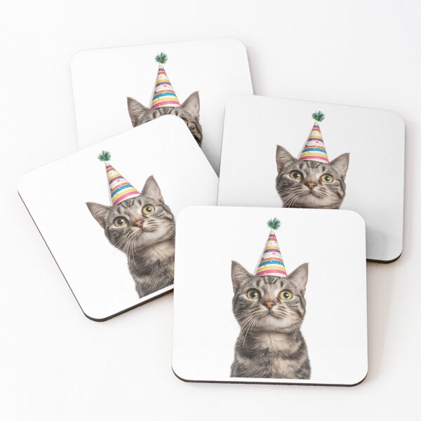 Item preview, Cute American Shorthair Cat with Party Hat Birthday Celebration designed and sold by LazyOwlStore.