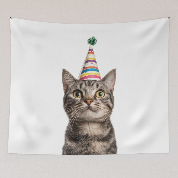 Item preview, Cute American Shorthair Cat with Party Hat Birthday Celebration designed and sold by LazyOwlStore.