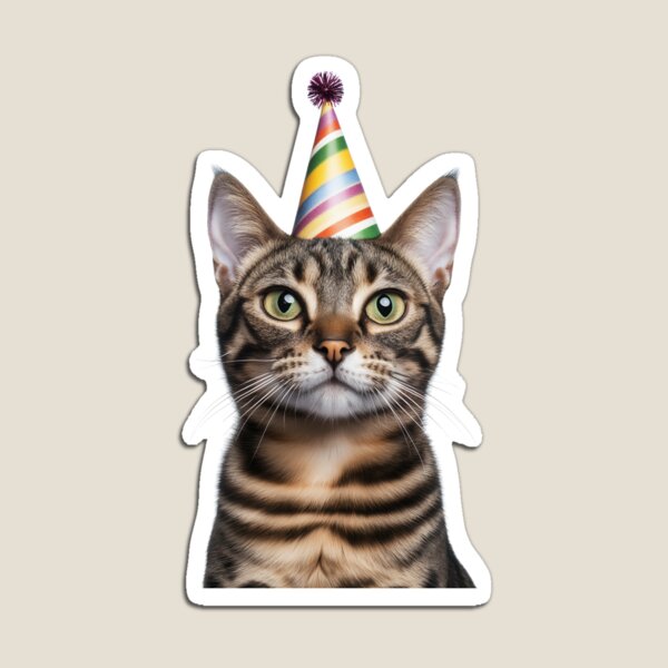 Item preview, Cute Bengal Cat with Party Hat Birthday Celebration designed and sold by LazyOwlStore.