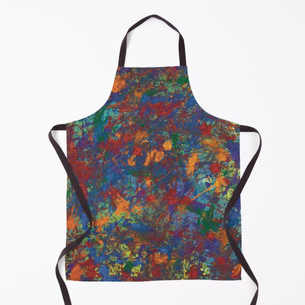 Item preview, Red Orange and Blue Paint Splatter Painting designed and sold by PaintPourGalore.