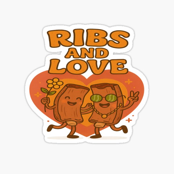 Item preview, Ribs and Love Funny Retro BBQ Design designed and sold by DonnyFoodGadget.