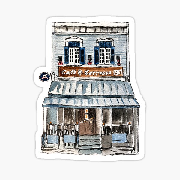 Artikel-Vorschau von Handgezeichnete Aquarellillustration – Café Terrasse 1957 Longueuil Montréal, Kanada, designt und verkauft von Ambi Paint.