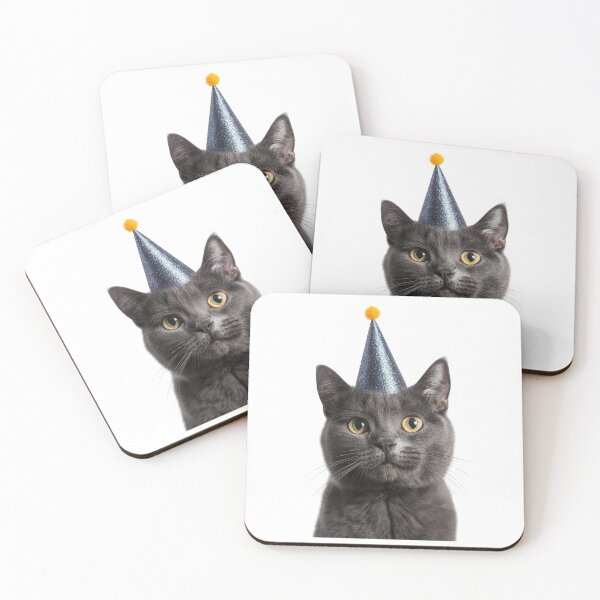 Item preview, Cute Chartreux Cat with Party Hat Birthday Celebration designed and sold by LazyOwlStore.