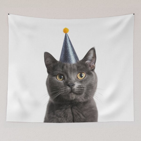 Item preview, Cute Chartreux Cat with Party Hat Birthday Celebration designed and sold by LazyOwlStore.