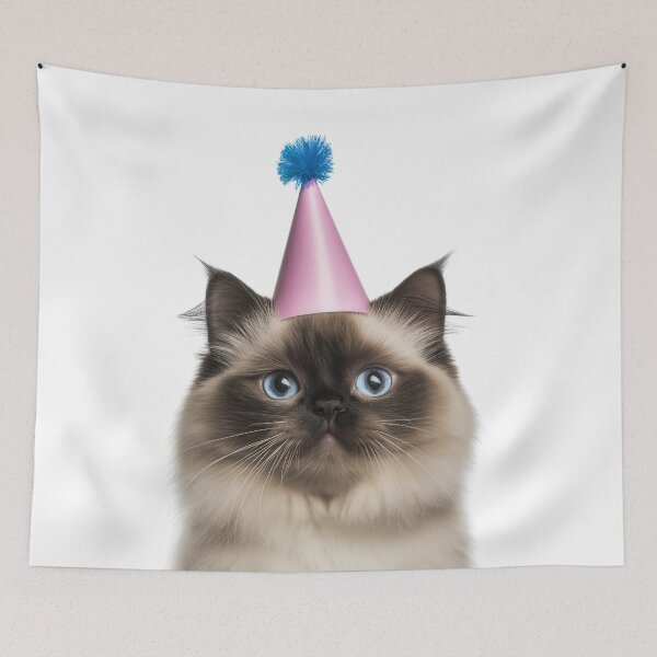 Item preview, Cute Himalayan Cat with Party Hat Birthday Celebration designed and sold by LazyOwlStore.