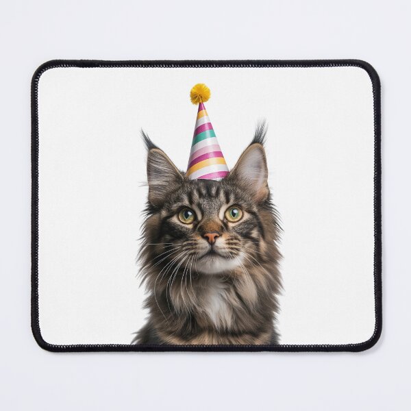 Item preview, Cute Maine Coon Cat with Party Hat Birthday Celebration designed and sold by LazyOwlStore.