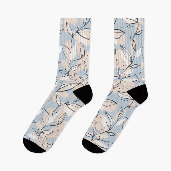 Item preview, Dusty Abstract Botanical in Sand, Pastel Blue and Dark Navy Blue designed and sold by gamboling.