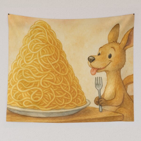 Item preview, Funny kangaroo eating spaghetti designed and sold by Mauswohn.