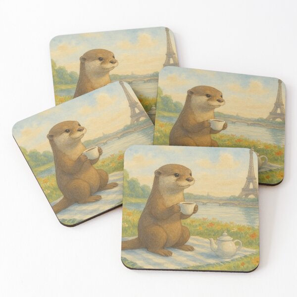 Item preview, Funny otter has a picnic in Paris designed and sold by Mauswohn.