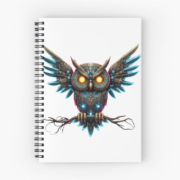 Item preview, Cybernetic Neon Owl - Futuristic Tech Art designed and sold by latelierdechris.