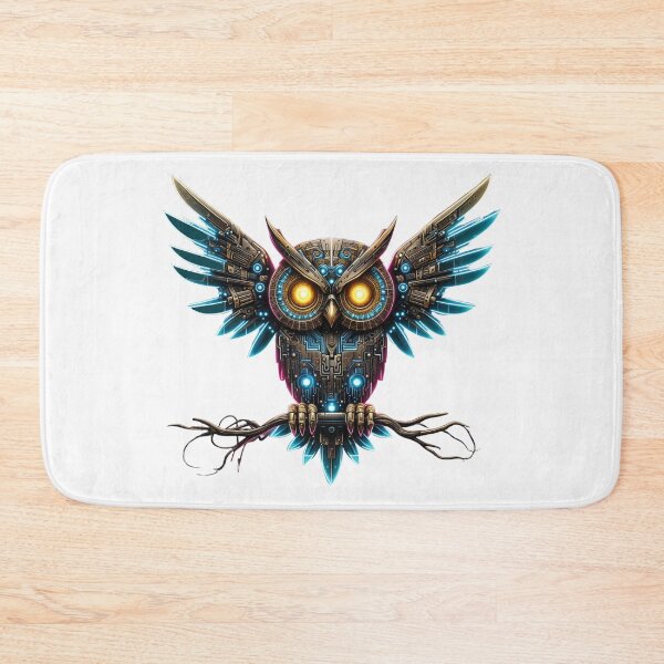 Item preview, Cybernetic Neon Owl - Futuristic Tech Art designed and sold by latelierdechris.