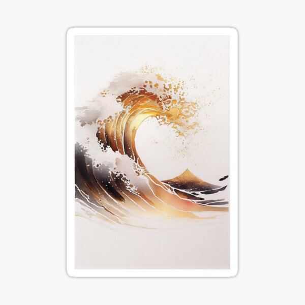 Item preview, Golden Wave Watercolor designed and sold by ShadowAndSlate.