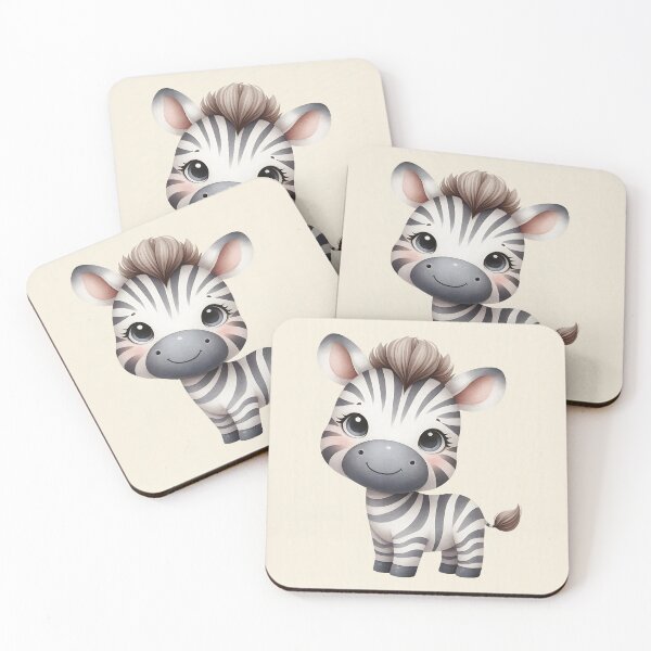 Item preview, Cute cartoon zebra with pink cheeks and big eyes, nursery decoration gift, baby zebra illustration, cute animal comic design for animal lovers, funny animal motif for children and adults designed and sold by Connys Colorful World.