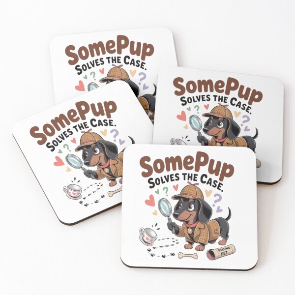 Item preview, SomePup Solves the Case – Dachshund Detective Cartoon Art designed and sold by Petpixy.