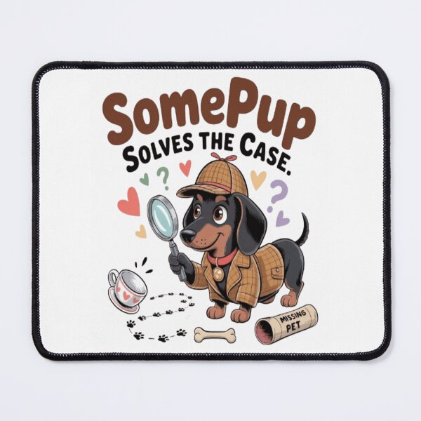 Item preview, SomePup Solves the Case – Dachshund Detective Cartoon Art designed and sold by Petpixy.