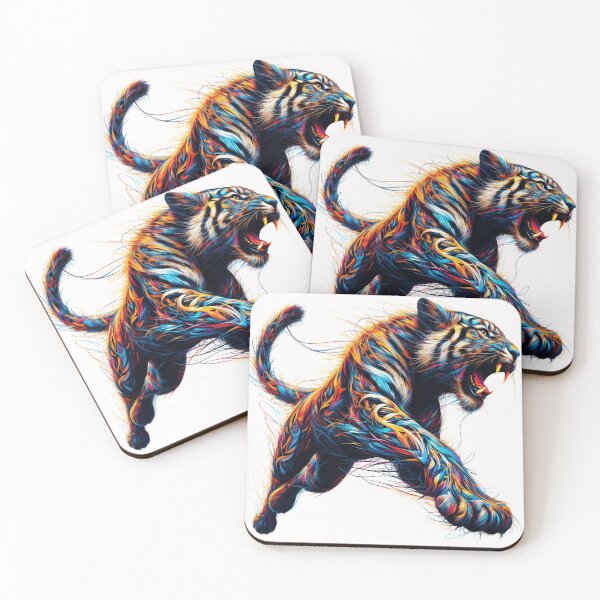 Item preview, Neon Tiger Leap - Fierce Wild Art designed and sold by latelierdechris.