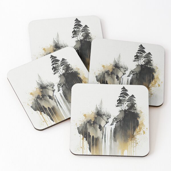 Item preview, Golden Drip Waterfall Watercolor designed and sold by ShadowAndSlate.