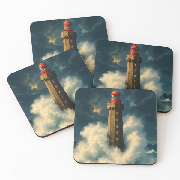 Item preview, Jument Lighthouse - Vintage Ouessant Storm Poster designed and sold by Atelier Brume.