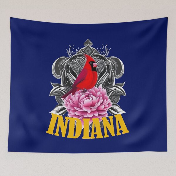 Item preview, Cardinal Bird With Peony Indiana State Tattoo Art designed and sold by taiche.