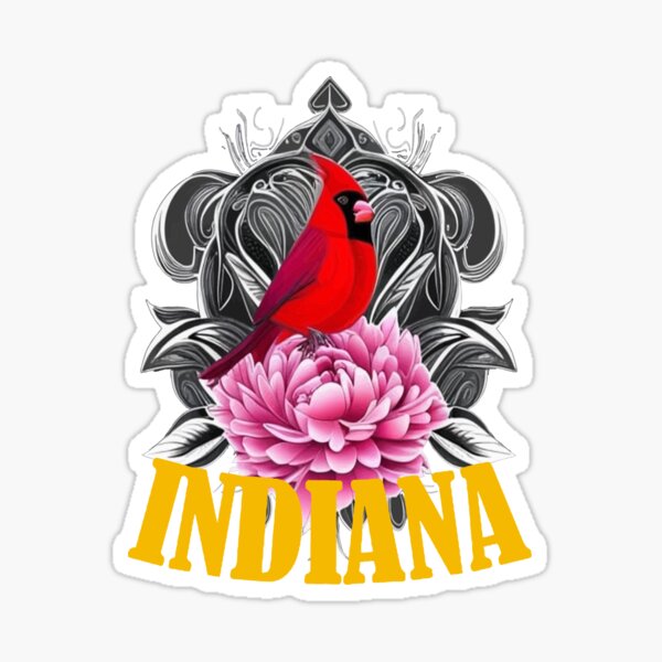 Item preview, Cardinal Bird With Peony Indiana State Tattoo Art designed and sold by taiche.