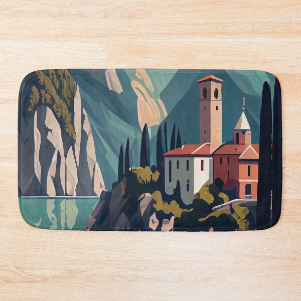 Item preview, Italian Lake Serenity Illustration designed and sold by ShadowAndSlate.