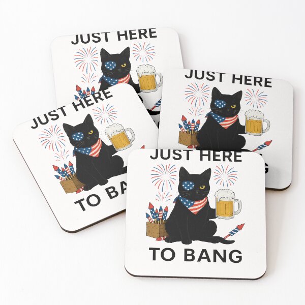 Item preview, Just Here To Bang USA Flag Funny Beer 4th Of July Cat Lover designed and sold by cawtoon.