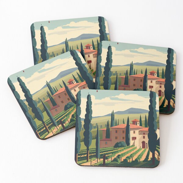 Item preview, Tuscan Vineyard Serenity Illustration designed and sold by ShadowAndSlate.