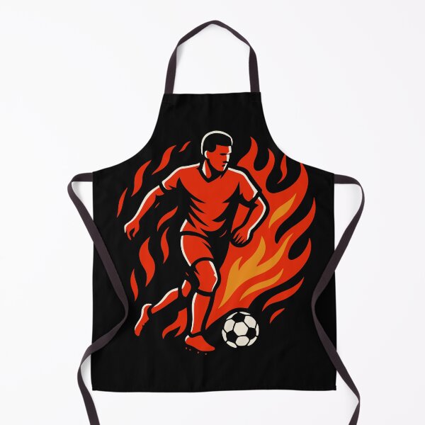 Aperçu de l'œuvre Joueur de football courant avec un ballon en flammes créée et vendue par EchoOfSilence.