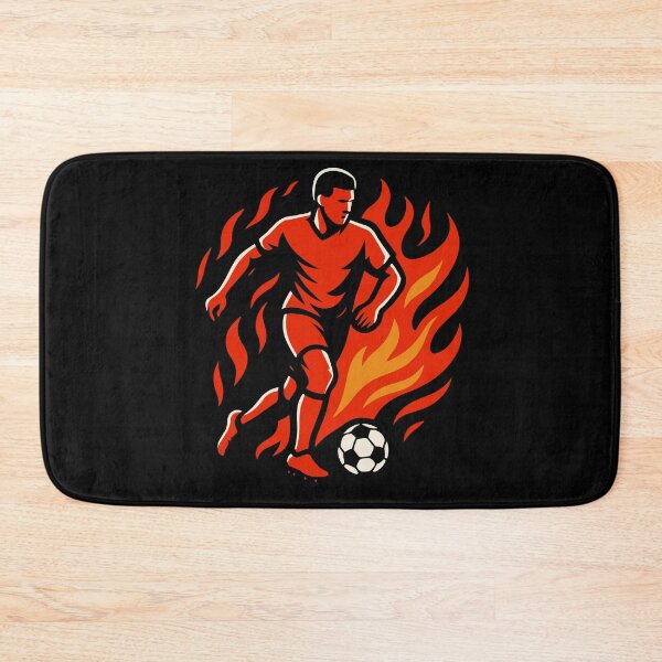 Aperçu de l'œuvre Joueur de football courant avec un ballon en flammes créée et vendue par EchoOfSilence.