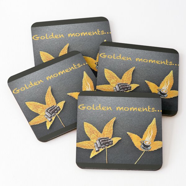 Item preview, Golden Moments, Coffee and Cake Painting on Autumn Leaves designed and sold by Art by Agnes Bosze.
