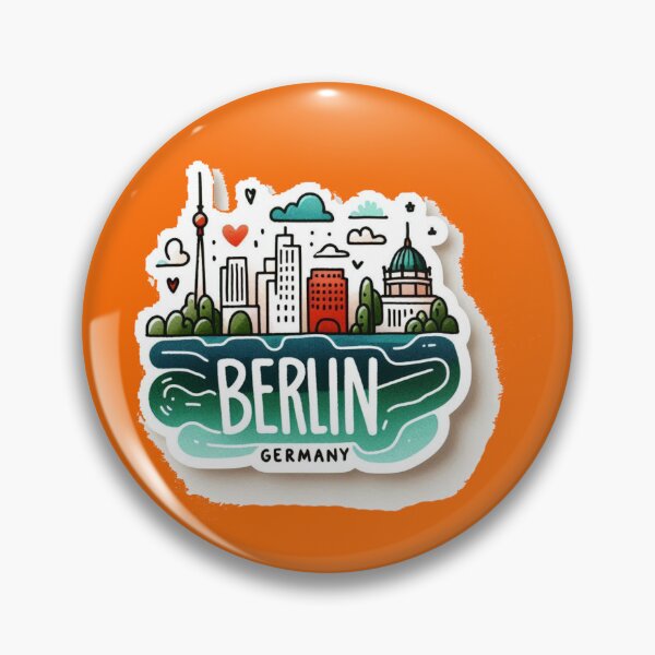 Item preview, Berlin Germany Minimalist Watercolor Cityscape Sticker with Flag,  designed and sold by PaintMeWorld.