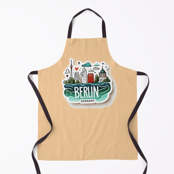 Item preview, Berlin Germany Minimalist Watercolor Cityscape Sticker with Flag, designed and sold by PaintMeWorld.