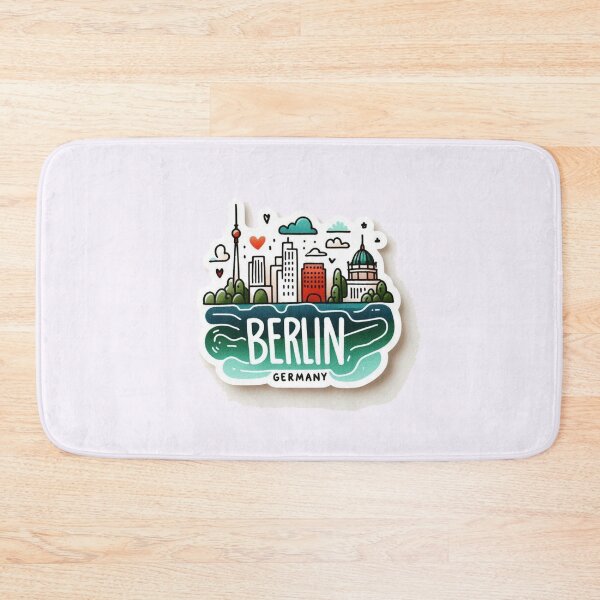 Item preview, Berlin Germany Minimalist Watercolor Cityscape Sticker with Flag,  designed and sold by PaintMeWorld.